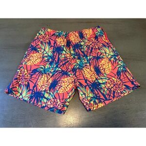 Joe Marlin Mens Tropical Pineapple Print Swim Trunks Coral Blue Medium